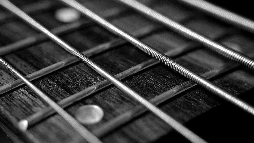 guitar fretboard close up strings